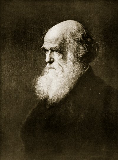 Charles Darwin, print after the painting by W.W. Ouless, illustration from 